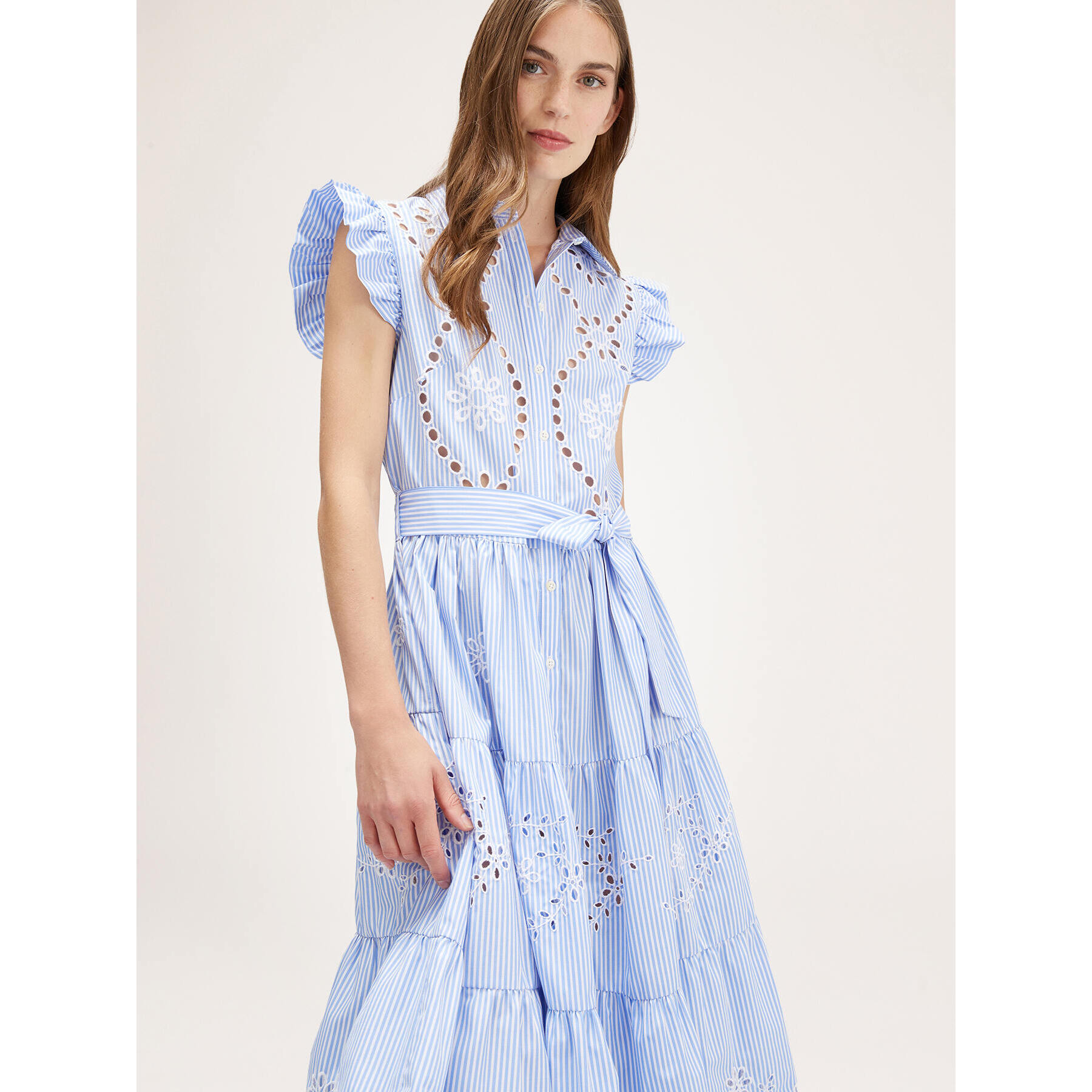 Motivi - Vestido camisero de sankt Gallen a rayas - Light - blue