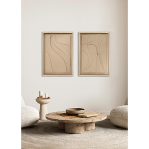 Cuadro Curves resina 3D texturizado beige 70x50x4 cm