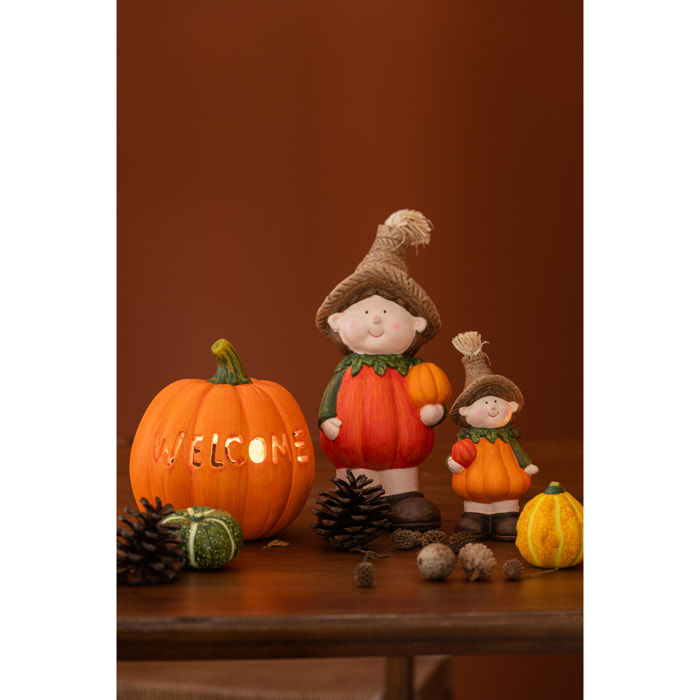 J-Line figurine Enfant Citrouille - céramique - orange - large - 2 pcs