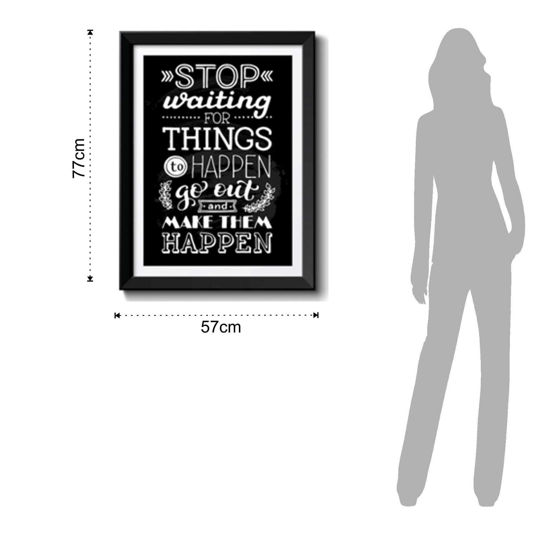 Tableau décoratif Tomasucci STOP WAITING FOR, en MDF et PVC, noir, 57 × 2,5 × 77 cm