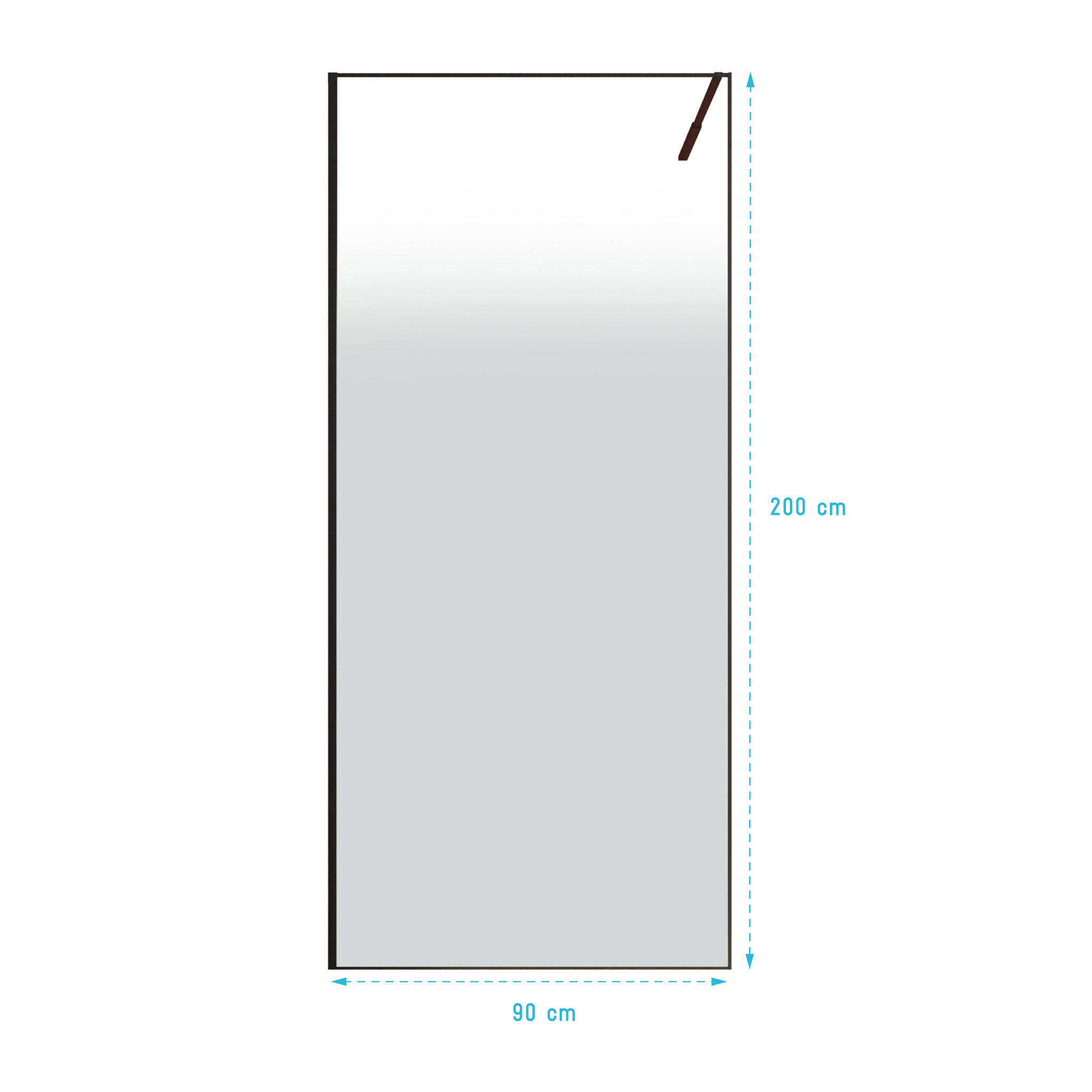 Paroi de douche 90x200cm - Verre degrade blanc effet brume - Encadrement noir mat - NEPHELIE