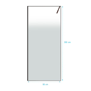 Paroi de douche 90x200cm - Verre degrade blanc effet brume - Encadrement noir mat - NEPHELIE