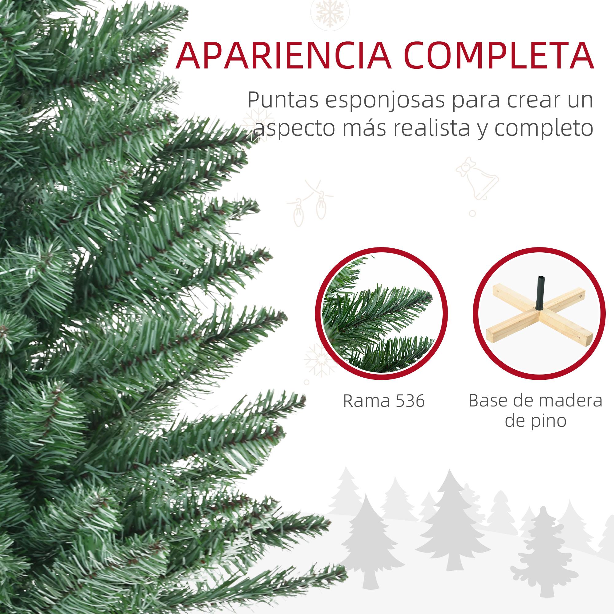 Árbol de Navidad Artificial 180 cm Árbol de Navidad Frondoso con 536 Ramas Apertura Automática y Base Cruzad de Madera Decoración para Interiores Ø90x180 cm Verde