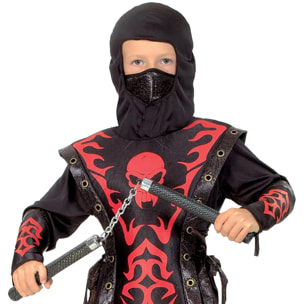 Costume Carnevale Skull Ninja Nero Rosso Bambino