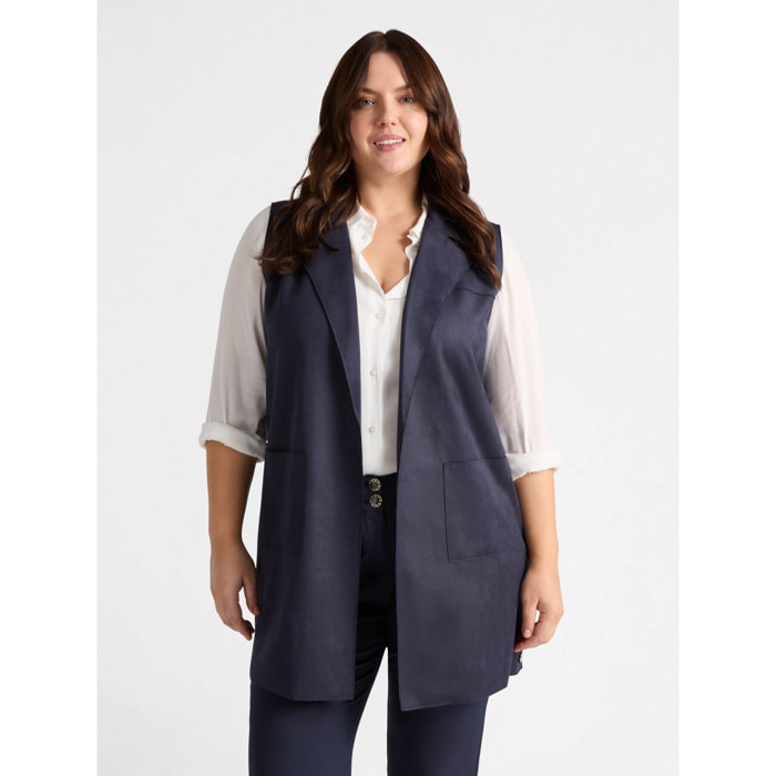 Fiorella Rubino - Chaleco en tejido efecto usado - Azul