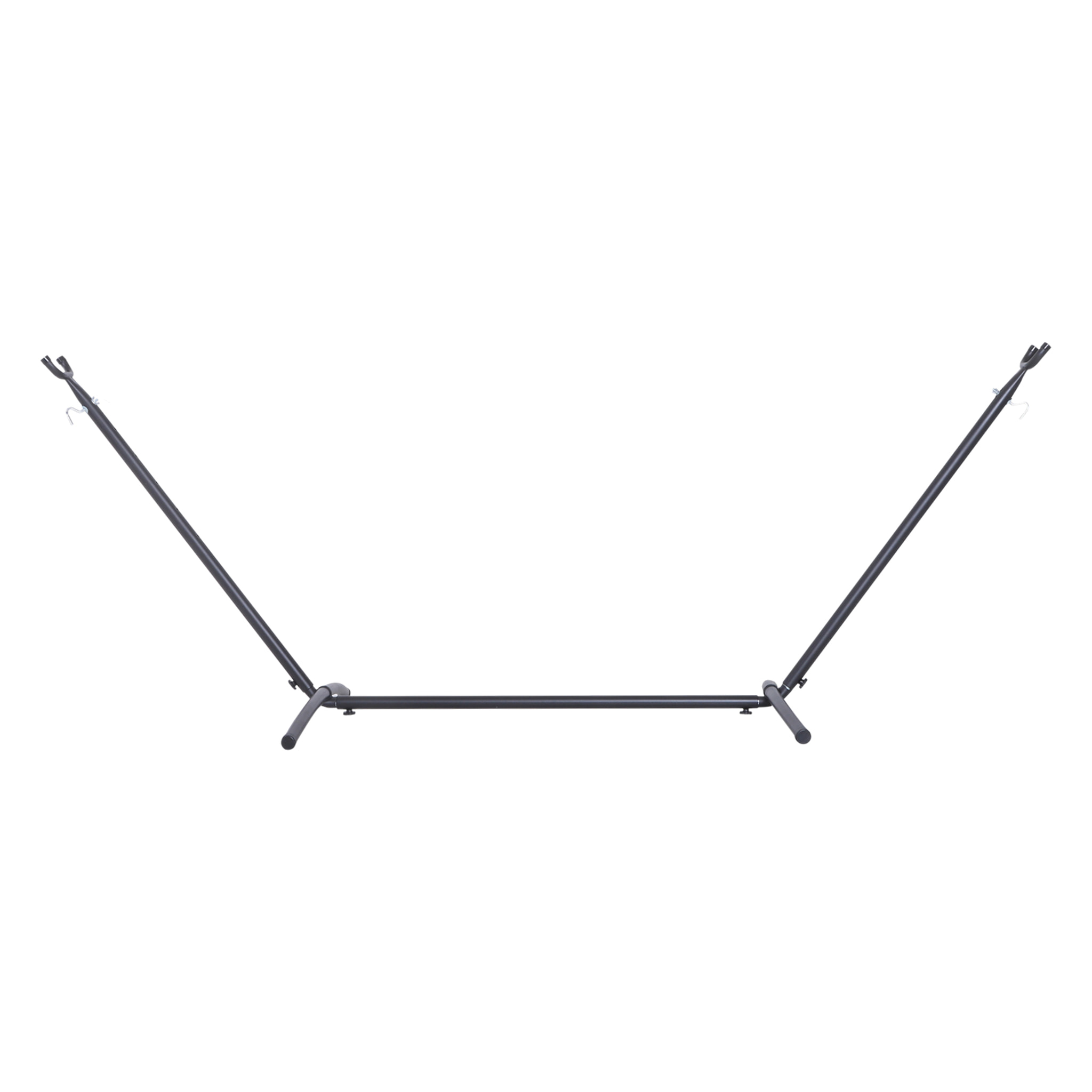 Support pied de hamac structure robuste métal époxy noir hauteur réglable 6 niveaux dim. 2,80L x 1,20l x 1,10H m