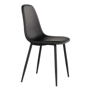 Set 2 sedie da pranzo Stockholm in ecopelle nera con gambe in metallo