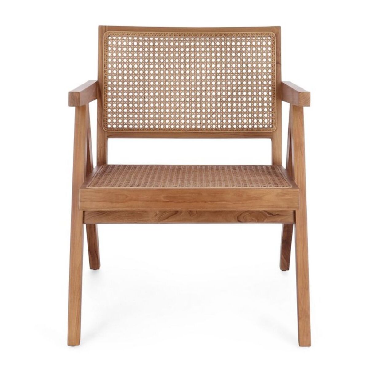 Poltrona lounge GALIA in legno di teak naturale e rattan