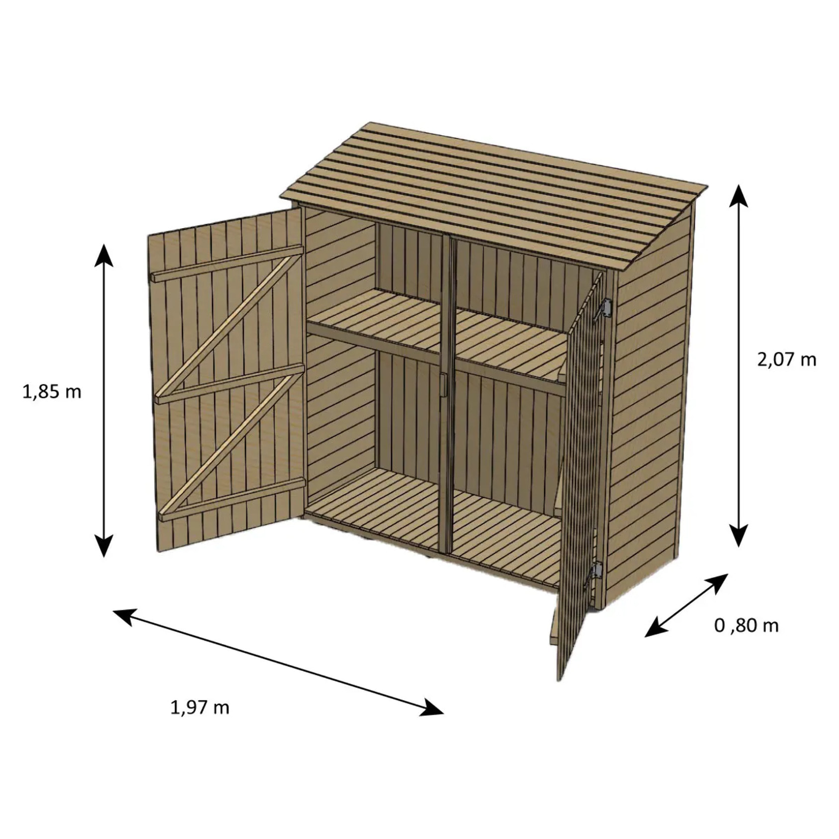 Abris en bois adossée de 1,58 m² - Un rangement fonctionnel pour votre espace extérieur