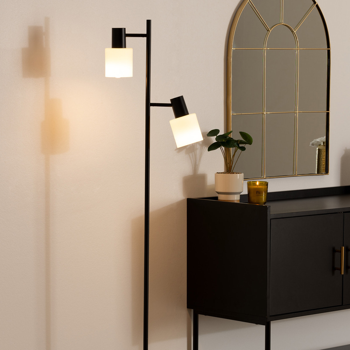 Lampadaire "Tais" H143cm noir
