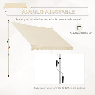 Toldo Portátil Balcón Plegable de Aluminio 3x1.5m Beige