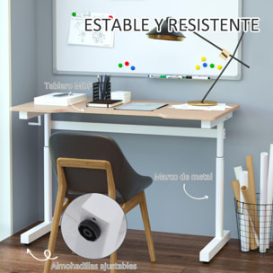 Vinsetto Escritorio de Pie 120x60x72-117 cm con Altura Ajustable Manual con Manivela Mesa para Ordenador para Oficina Estudio Salón Estilo Racing Carga 150 kg Natural