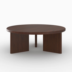 Table basse ronde en bois massif de mindi foncé D80 cm - Galia