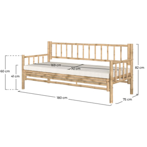 Canapé de jardin blanc 3 places en bambou naturel - Vadella