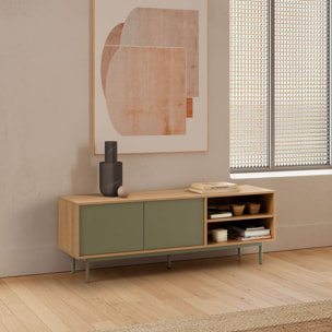 Mueble Tv Cuzco 2 puertas color Roble/Verde