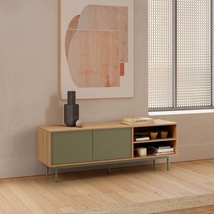 Mueble Tv Cuzco 2 puertas color Roble/Verde