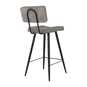 Lot de 2 chaises pour îlot central 66 cm en cuir synthétique gris - Texas