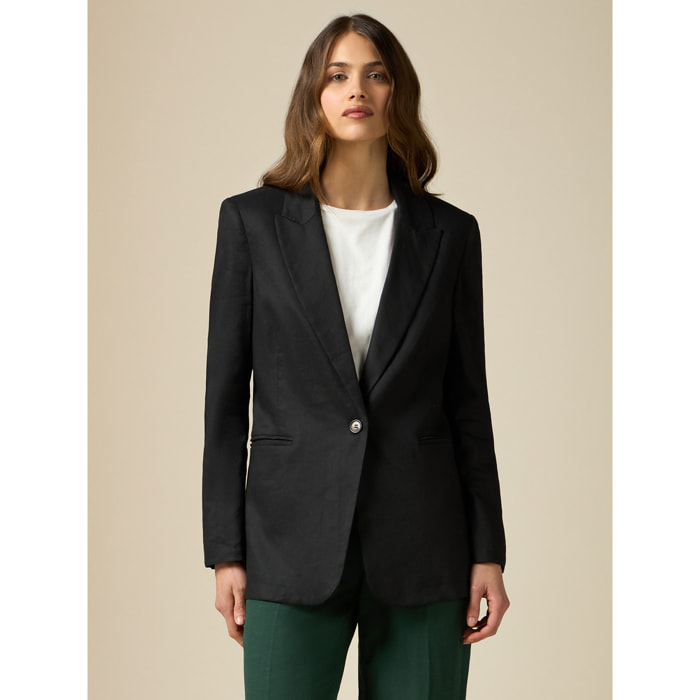 Oltre - Blazer de mezcla de lino - Negro