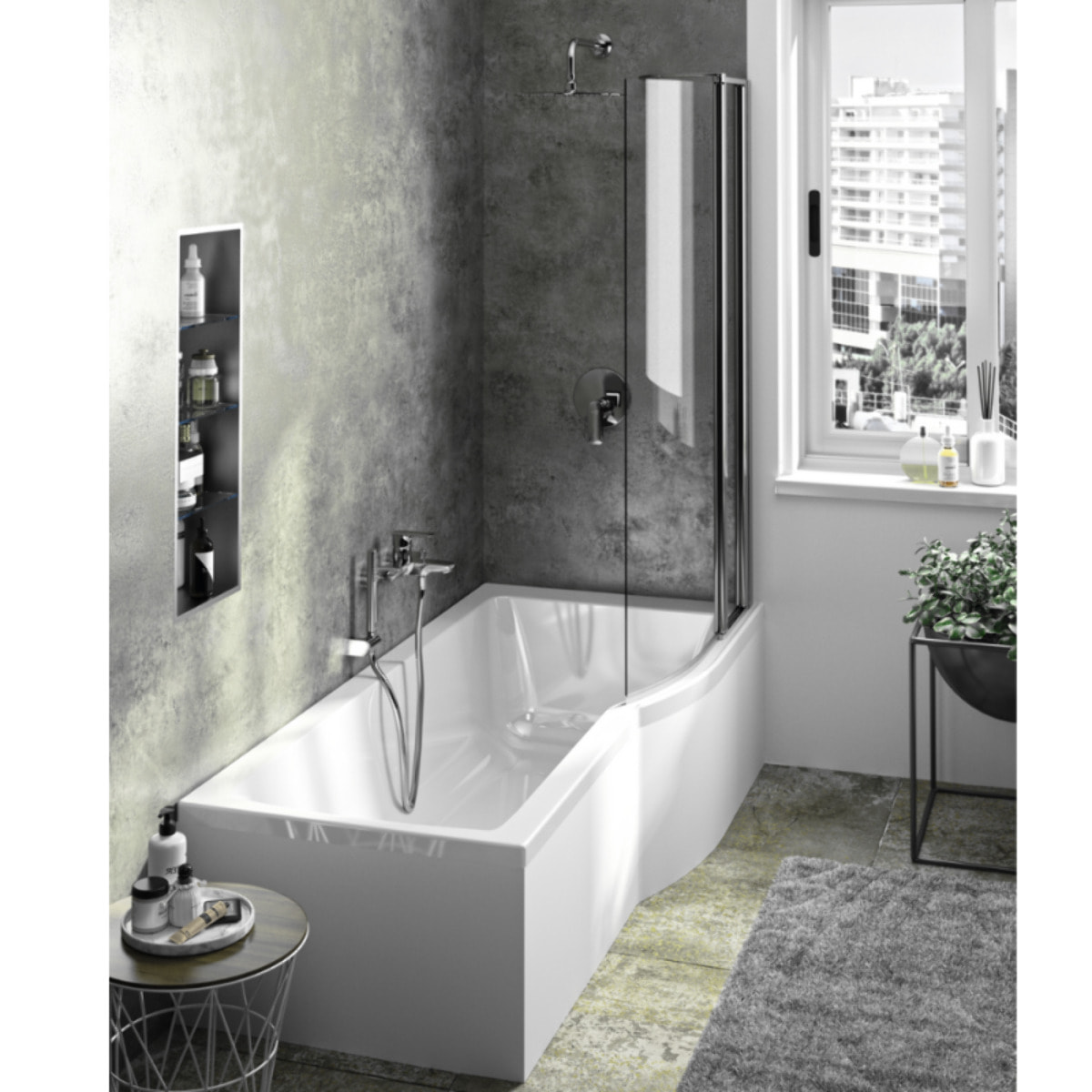 Baignoire Connect air 170 X 80 avec pare Bain  avec volet asymétrique gauche