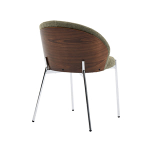 Chaise bois de peuplier teinté noyer, acier et tissu texturé (lot de 2) PAUL