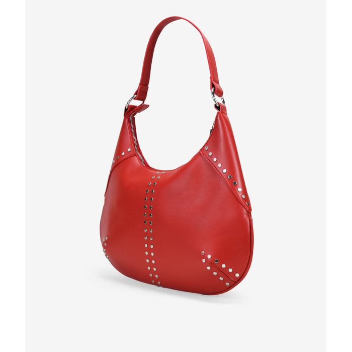 Bolso de hombro rojo con tachuelas