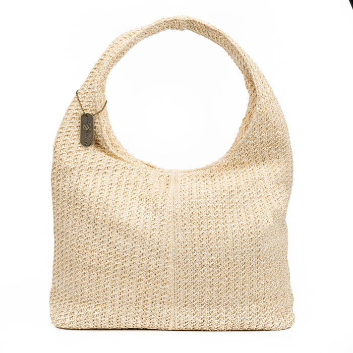 Berbenno Borsa a spalla Donna. Realizzata in rafia sintetica con design intrecciato.