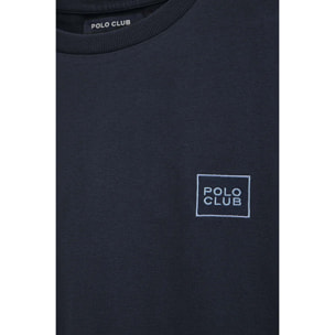 Camiseta azul marino de corte recto con parche Polo Club