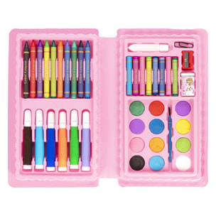 Set base di pittura e disegno 42 pezzi acquerelli, pastelli, pennarelli, pastelli e accessori.