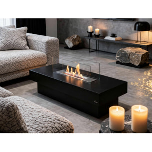 Cheminée éthanol au sol en acier noir avec brûleur central