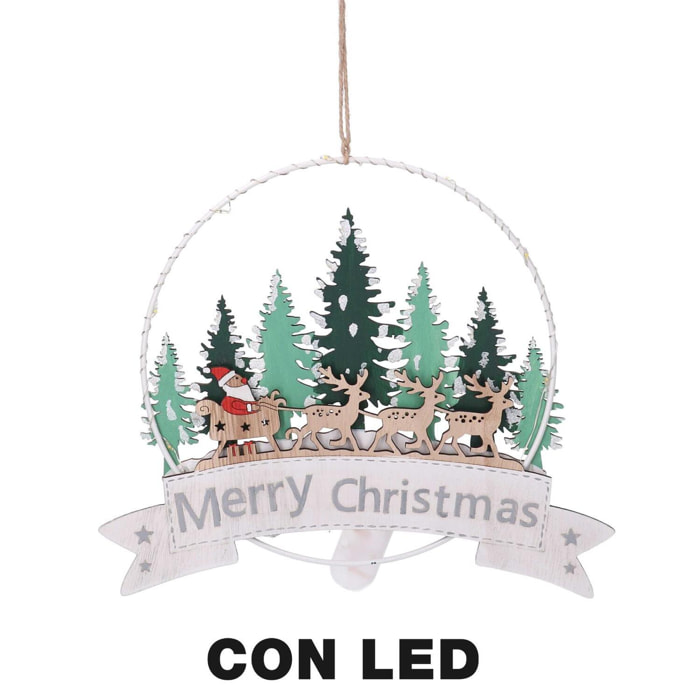 Ghirlanda in metallo albero con led verde cm25x0,8x36,5