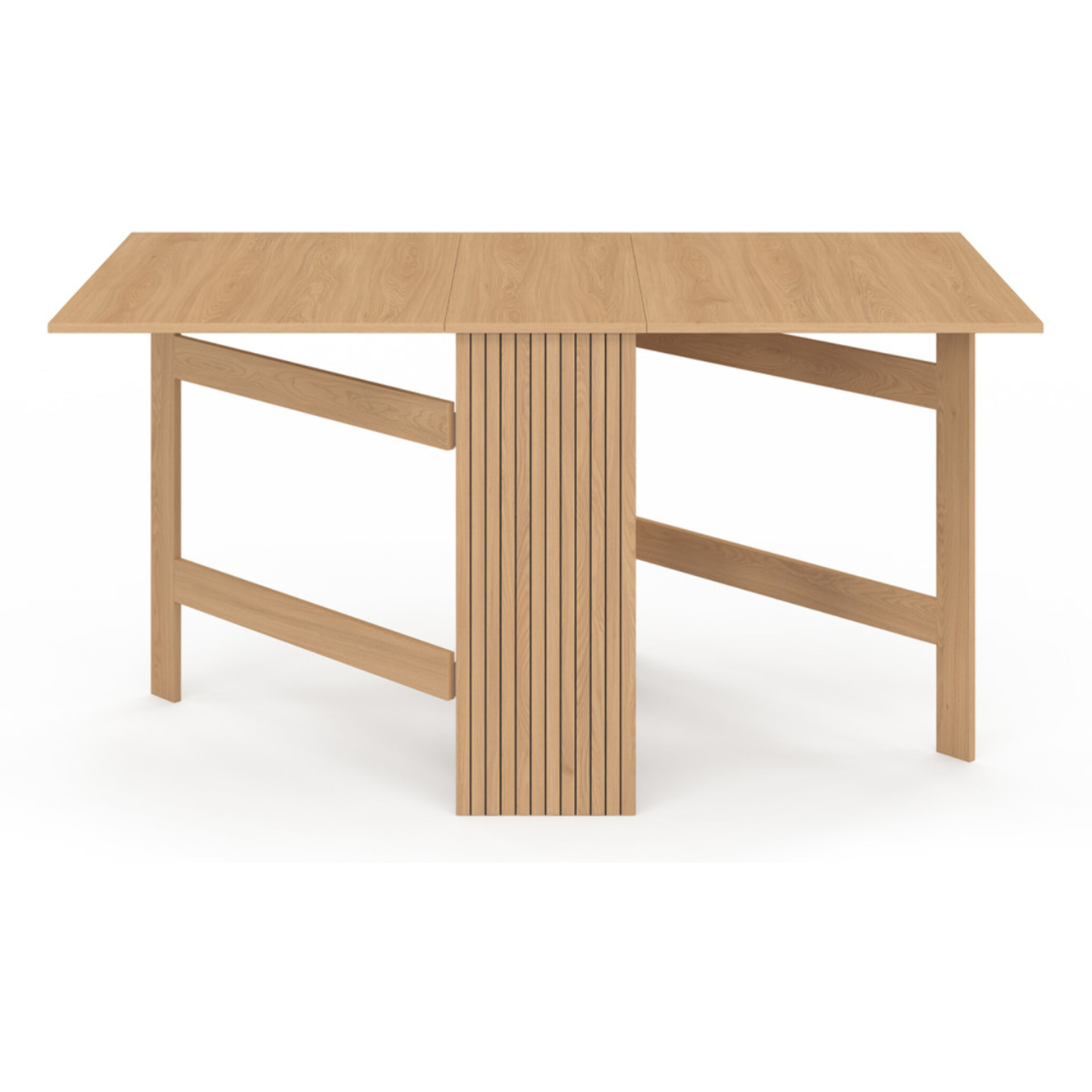 Table à manger dépliable Faustine avec rangement intégré bois et lattes 150cm