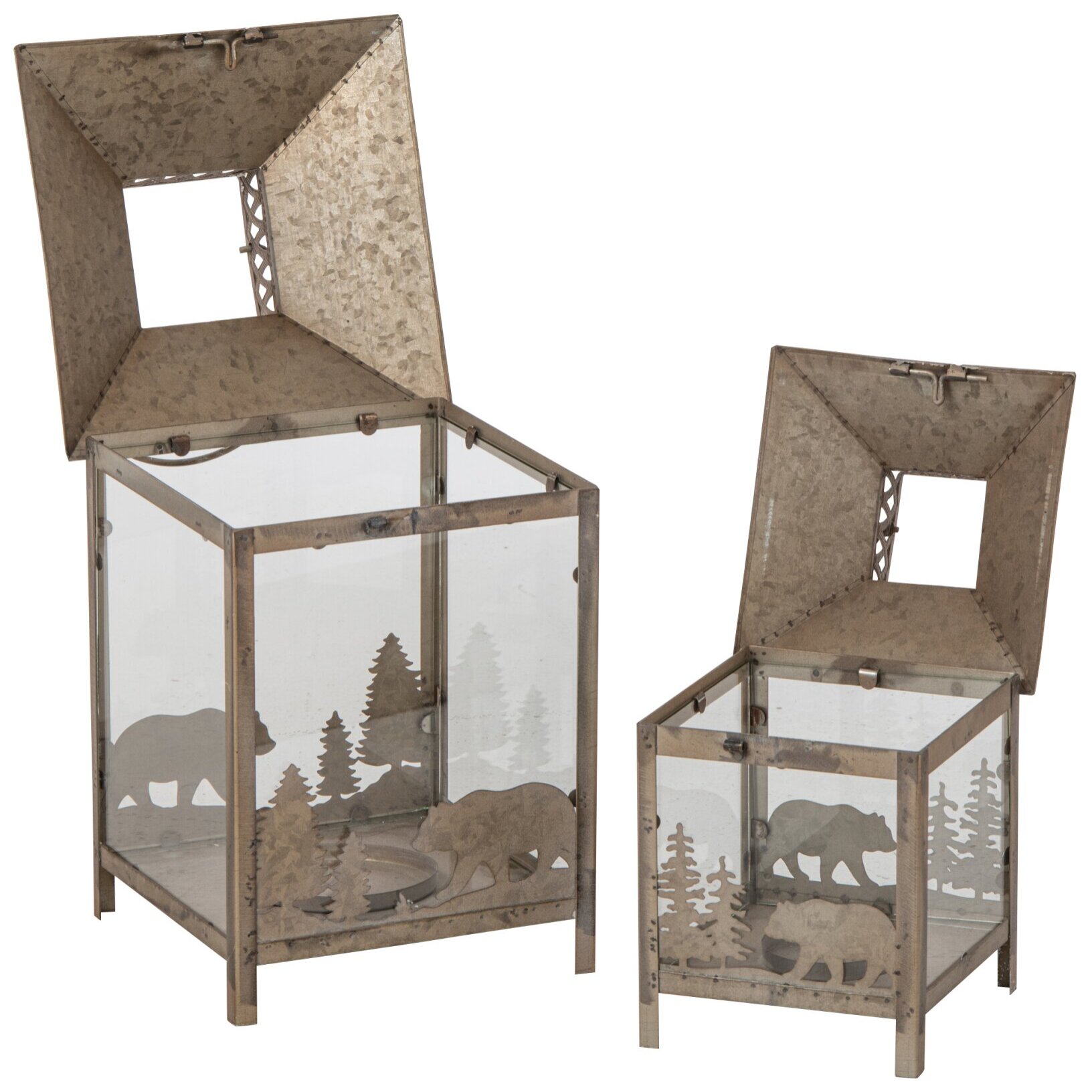 J-Line Set de 2 lanternes - métal - beige