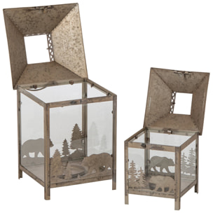 J-Line Set de 2 lanternes - métal - beige