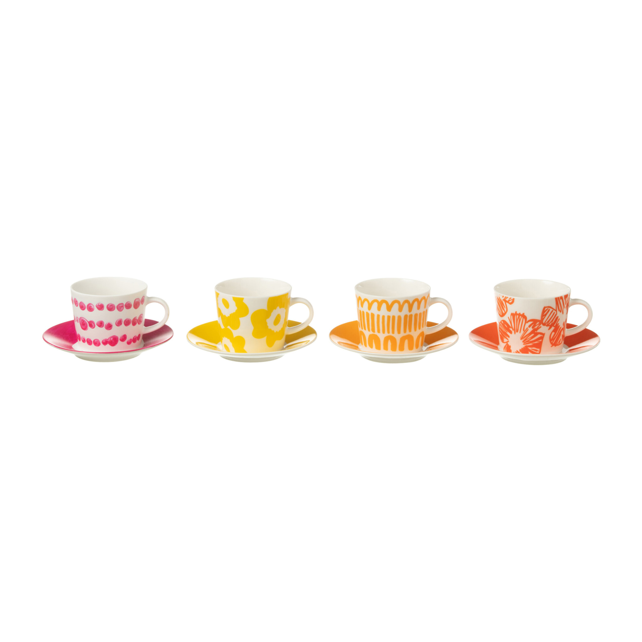 J-Line tasse à café + sous-tasse - céramique - mix - small - set de 4