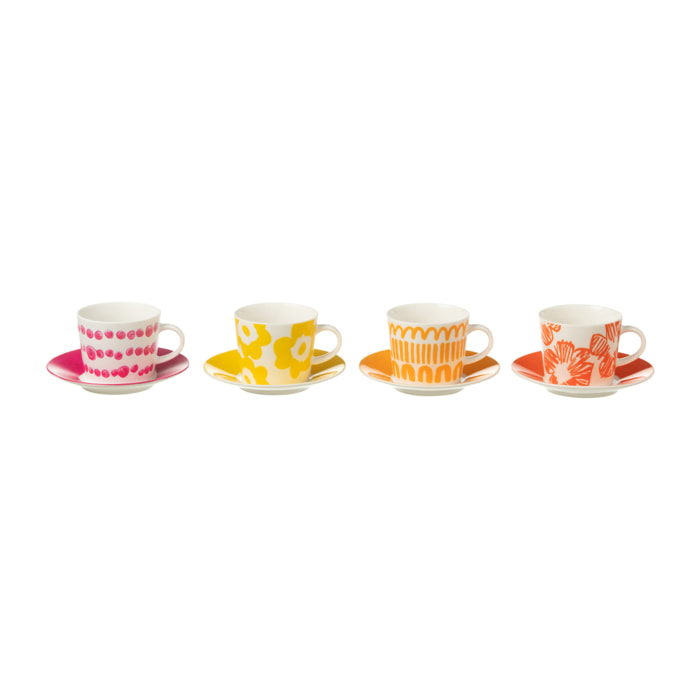 J-Line tasse à café + sous-tasse - céramique - mix - small - set de 4