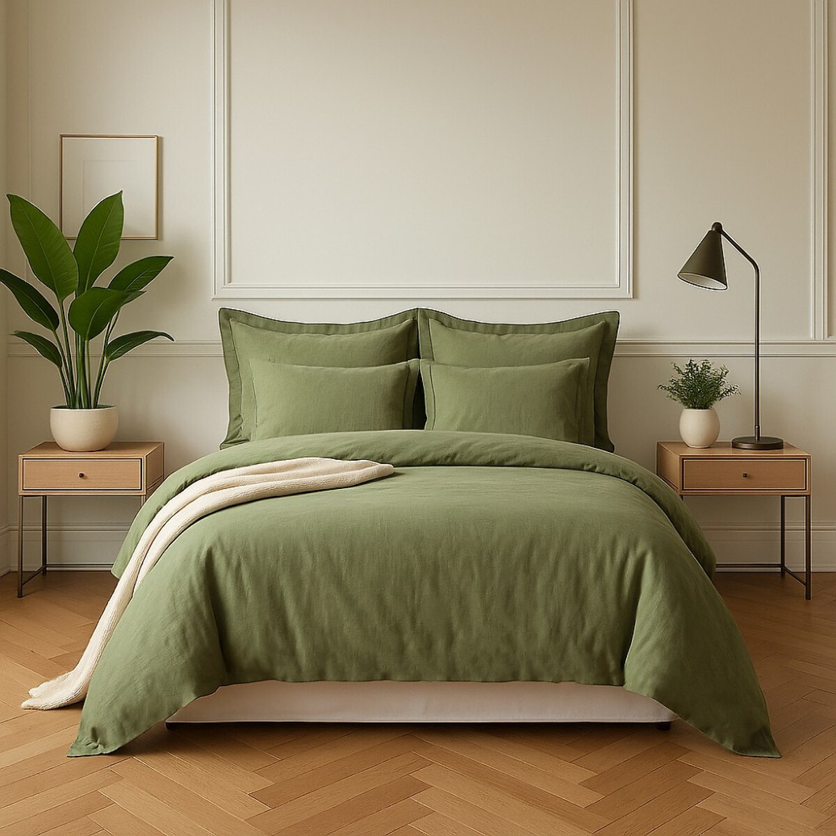 Drap housse coton verveine