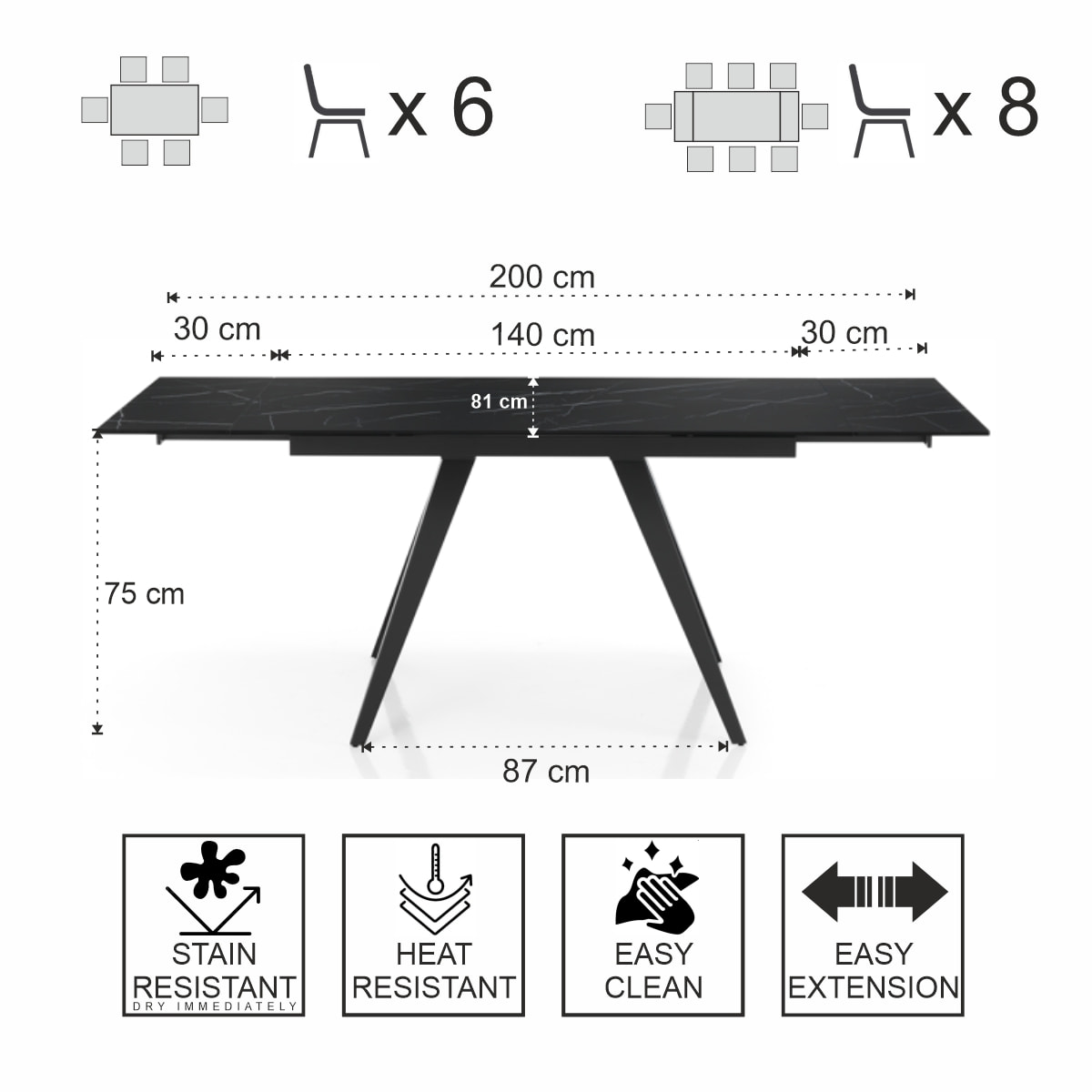 Tomasucci Table extensible EKA MARBRE NOIR