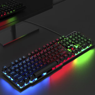 DAM Teclado gaming TX30 con luces RGB. 44,5x3x14 Cm. Color: Negro