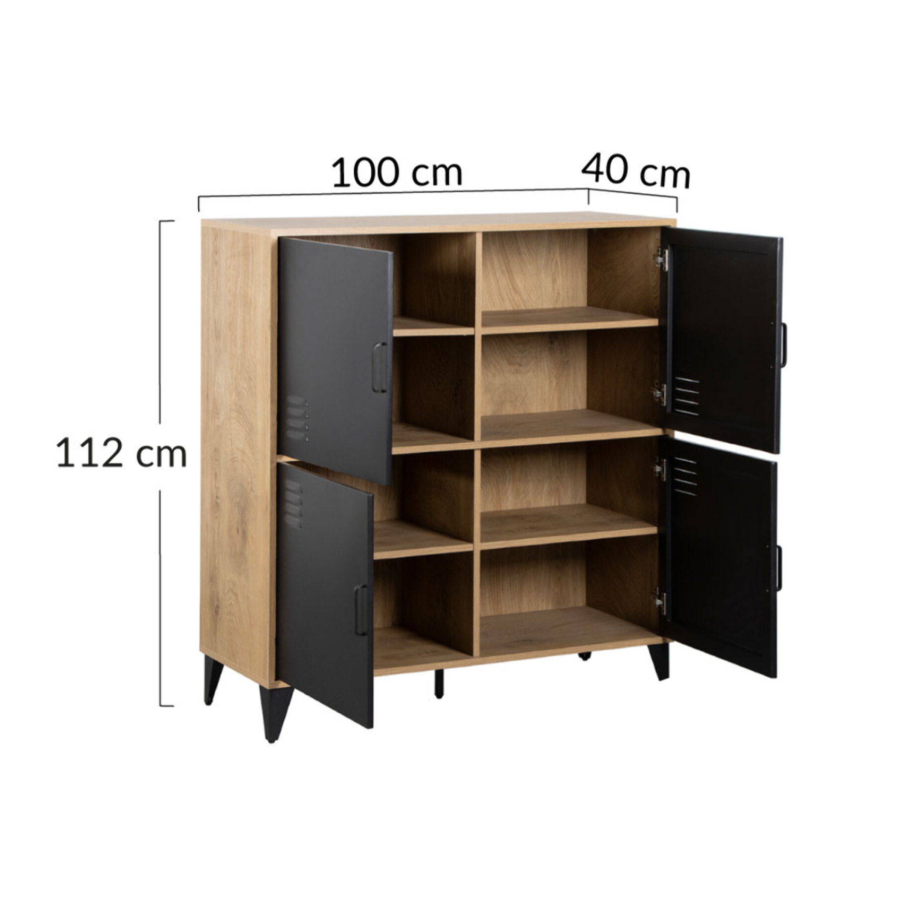 Tribeca - buffet haut - effet bois et métal noir - 100x112 cm - Bois / Noir