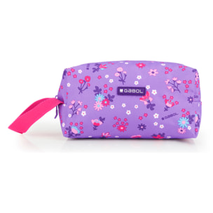 Estuche neceser Gabol VIOLET con flores y resistente al agua