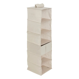 Rangement chaussures "Groomy" 6 cases avec panier beige 127x30cm