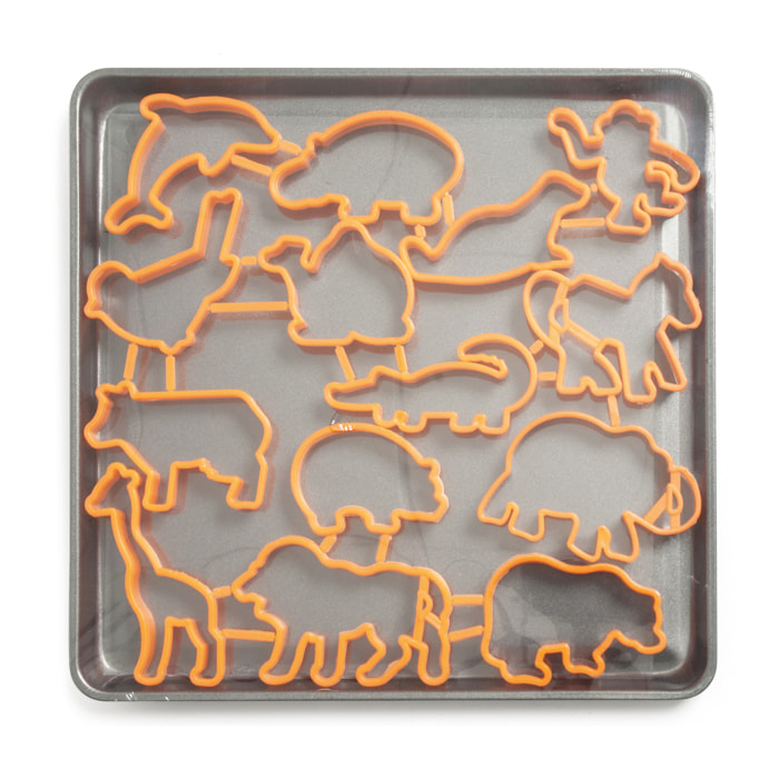 Teglia 28X29 con 14 Tagliabiscotti Excelsa- Forma & Sforna, Acciaio Nero