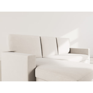 Meiya - canapé d'angle réversible 4 places convertible avec coffre en tissu - Beige