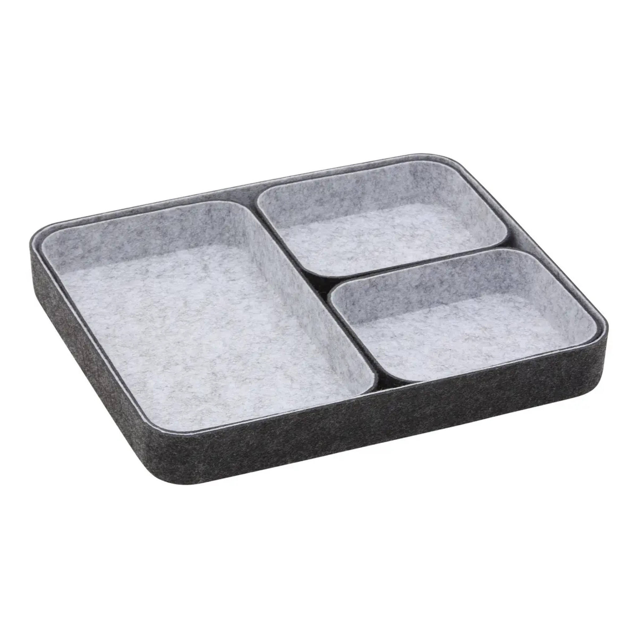 4 organiseurs bas Feltia rectangulaires 27x32cm gris