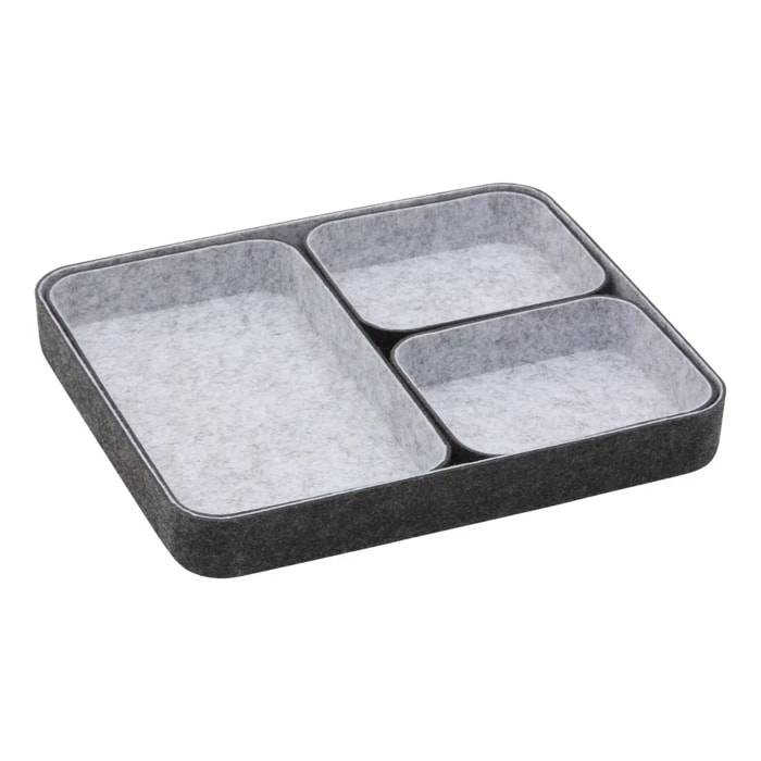 4 organiseurs bas Feltia rectangulaires 27x32cm gris