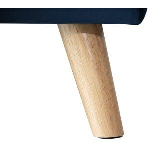 Canapé d'angle convertible JAMES 3 places en velours bleu