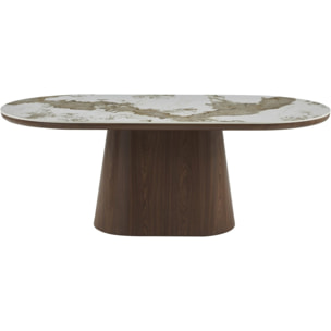 Table à manger ovale en céramique pandora "Bellagio" - 8 places - Beige