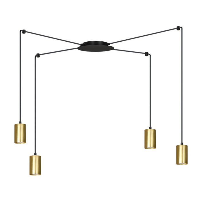 Lampada a sospensione TRAKER in acciaio nero e oro