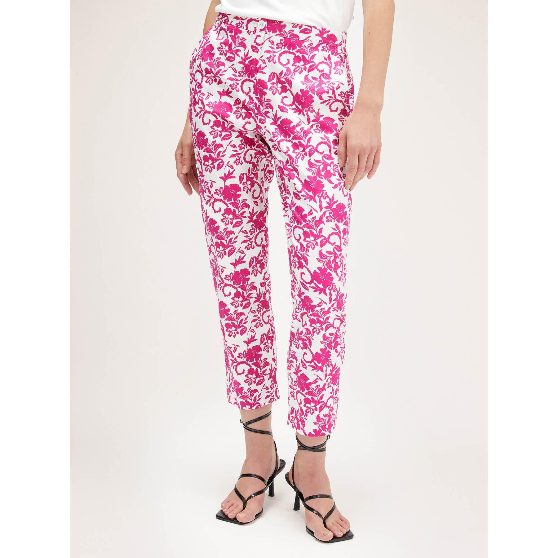 Motivi - Pantalones regular con estampado floral - Fuchsia