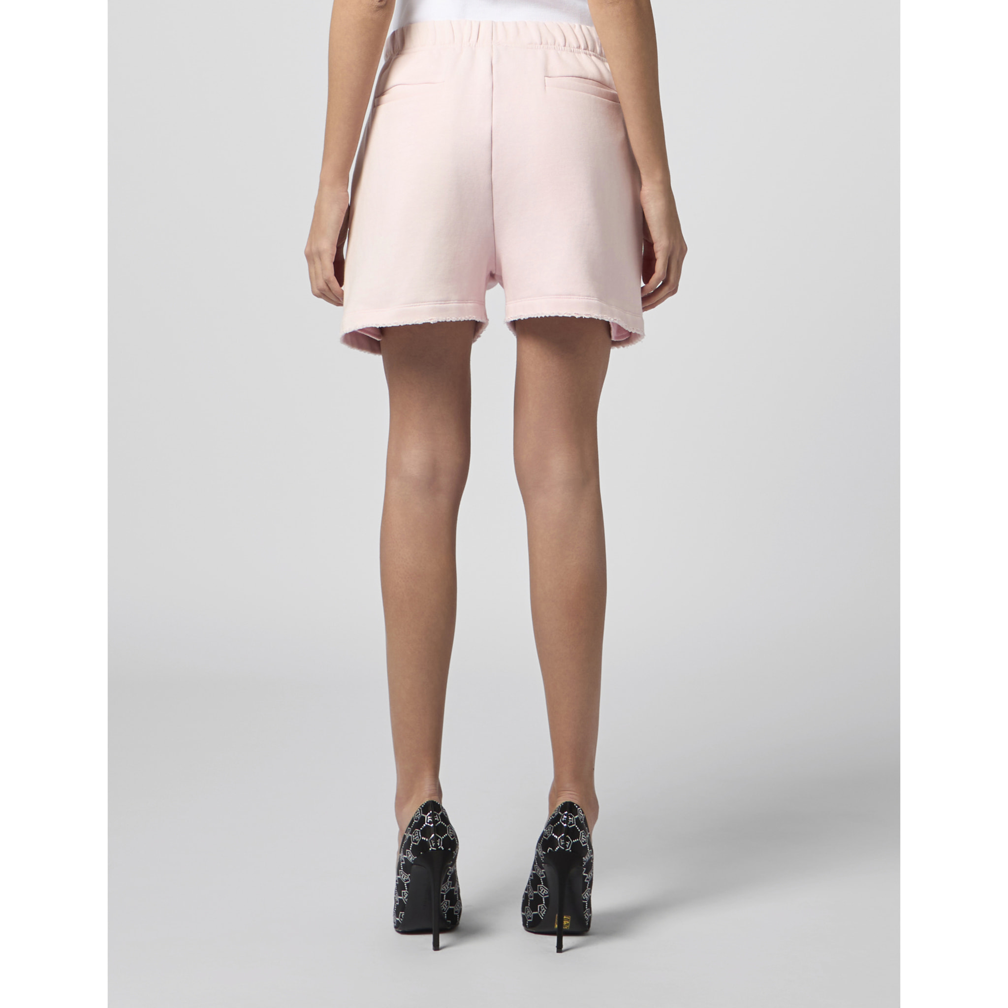 PHILIPP PLEIN Washed Fleece Shorts Tennis Club Crystals